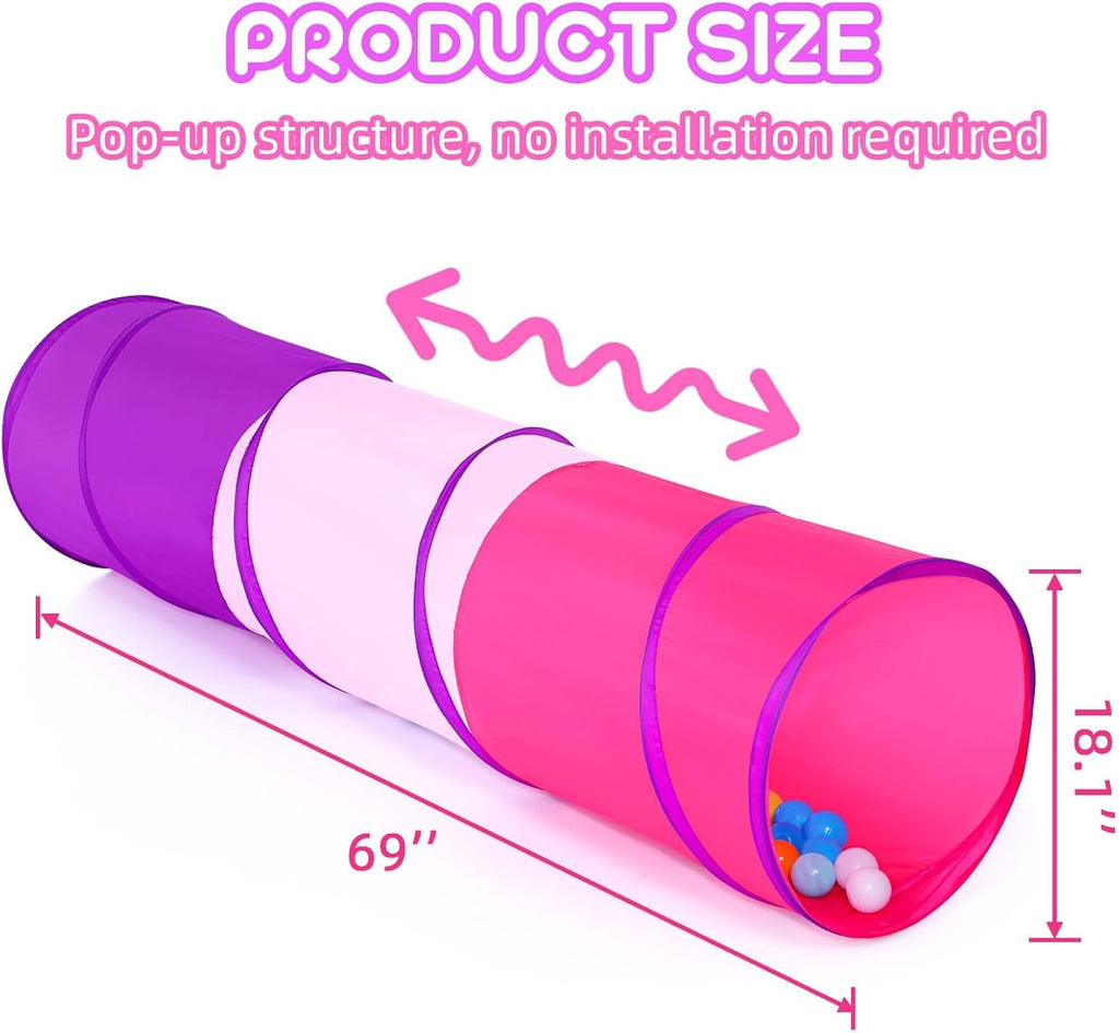 Kids Play Tunnel Tent for Toddler, 6-ft Pop Up Crawl Tunnel Toy for Baby Children or Dog Cat, Collapsible Gift for Boy and Girl Play Tunnel Indoor and Outdoor Game (Colorful Play Tunnel)