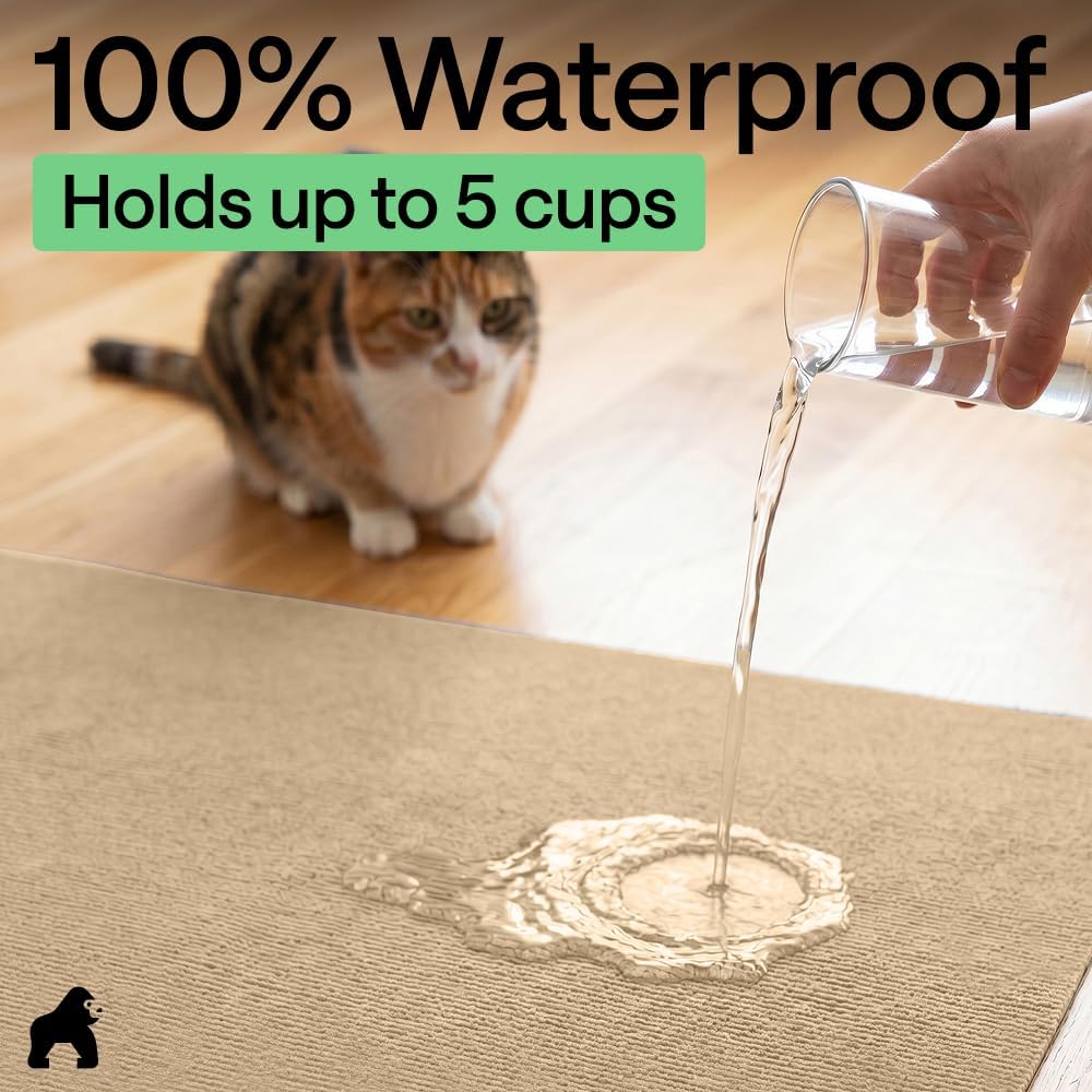 GORILLA GRIP Cat Litter Mat, Soft Felt Scatter Catcher, 35x23, Beige