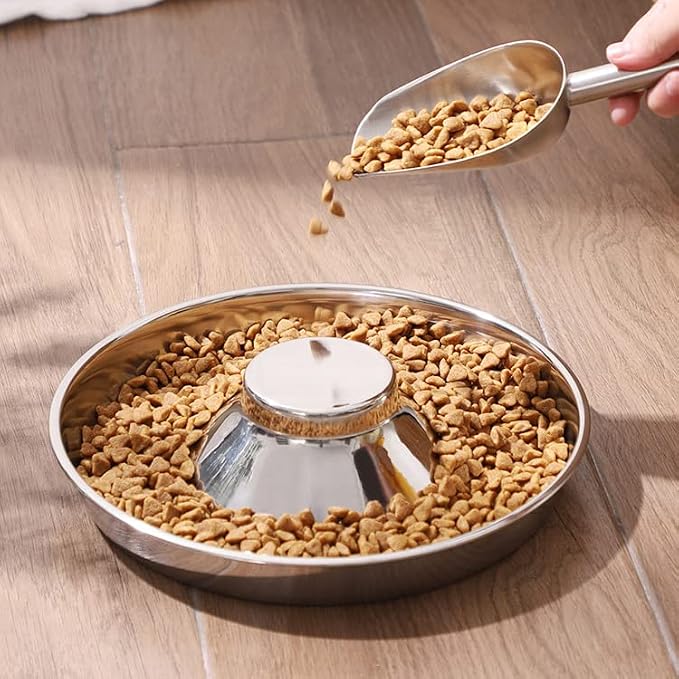 SOUJOY 2 Pack Stainless Steel Puppy Bowls, Pet Slow Feeder Bowls, Non-Skid Dog Food and Water Bowl, Feeding Weaning for Small Medium Large Dogs, Cat, Pets, Multiple Puppies 