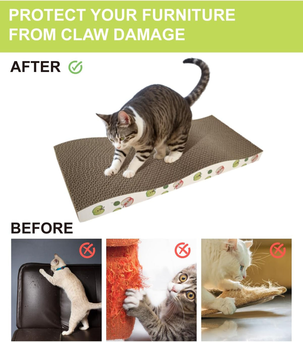 TIMHAKA Cat Scratching Board, Corrugate Cat Scratcher with Catnip, 2 Pack