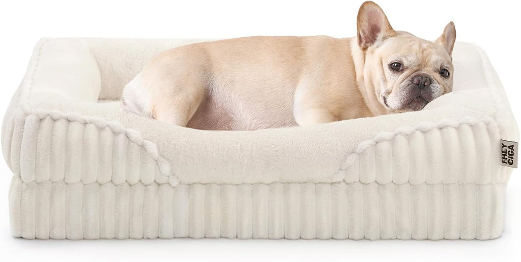 EHEYCIGA Orthopedic Dog Beds for Large Dogs 35x22 Inch, Cream