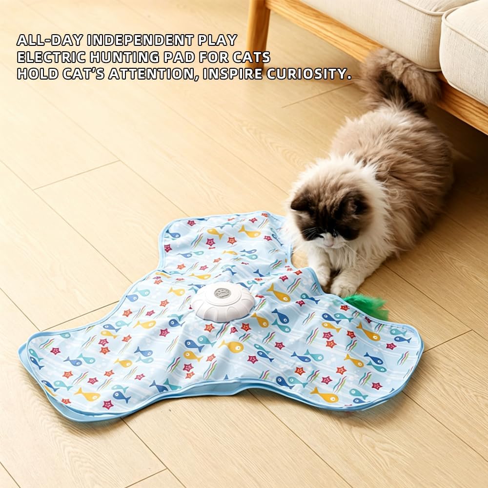 Interactive Cat Toy for Indoor Cats - Rechargeable Automatic Feather Wand with Motion Sensor, 3 Play Modes, Squeaky Mouse Sound, Hide & Seek Exercise Toy for Bored Kittens & Adult Cats (Triangle)
