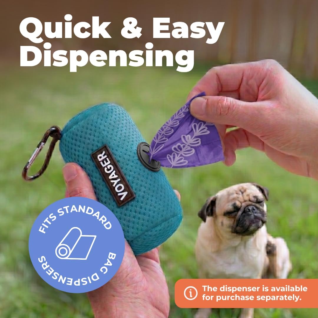 Best Pet Supplies Poop Bags for Dogs - Lavender, 240 Count | Scented, Leak-proof, Easy-Tear perforations, 15 Thick Bags per roll, Outdoor Walking & Travel, Fits Standard Holders