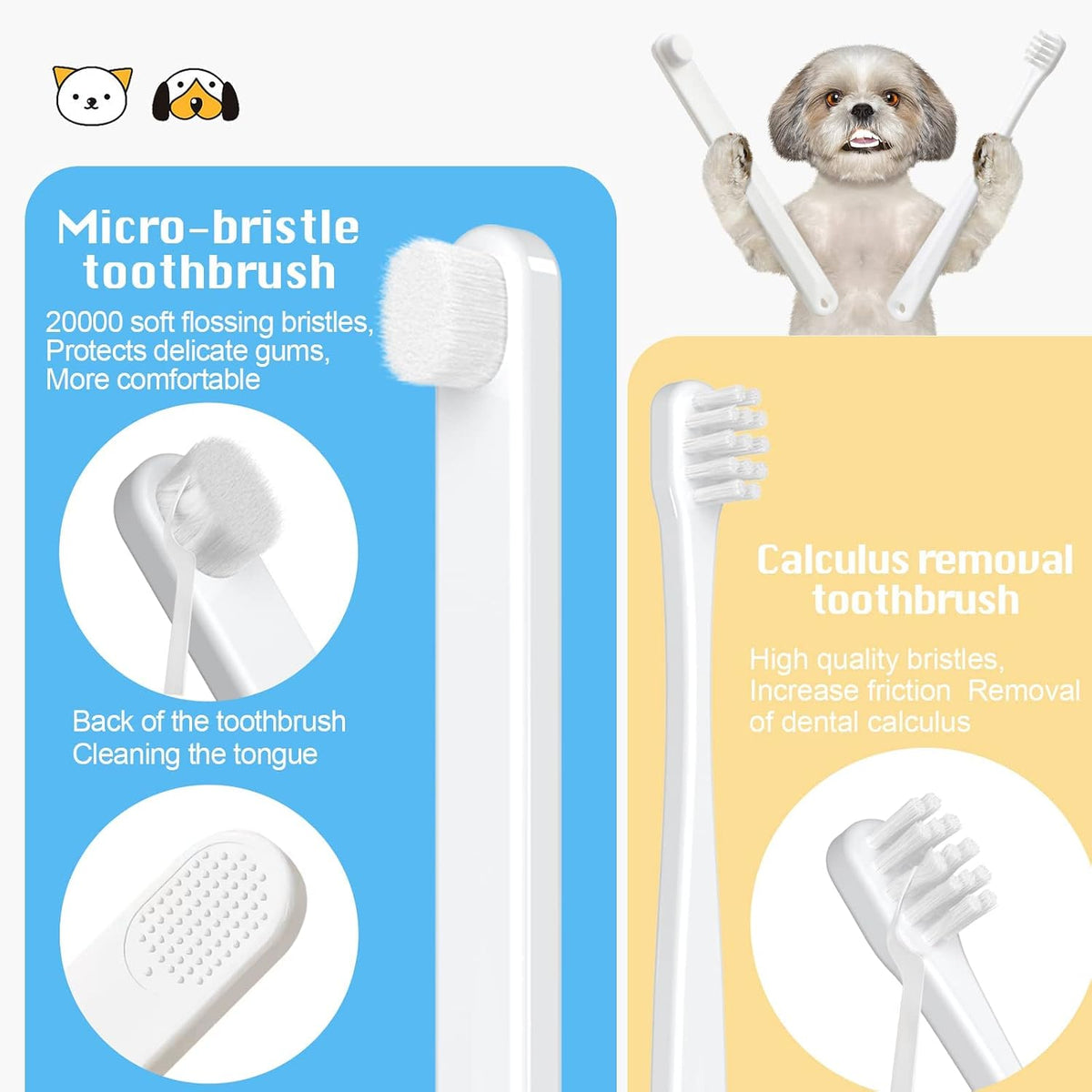 Small Dog & Puppy Toothbrush Kit, Soft Bristles, White | Gentle Care for Tiny Teeth. Beginner-Friendly Brushing. Soft Gum Comfort. Daily Routine Made Simple.