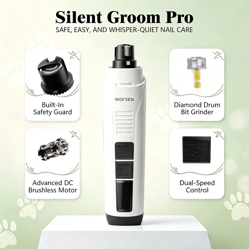 Whisper-Quiet Dog Nail Grinder, Safe & Stress-Free for Sensitive Dogs Cats