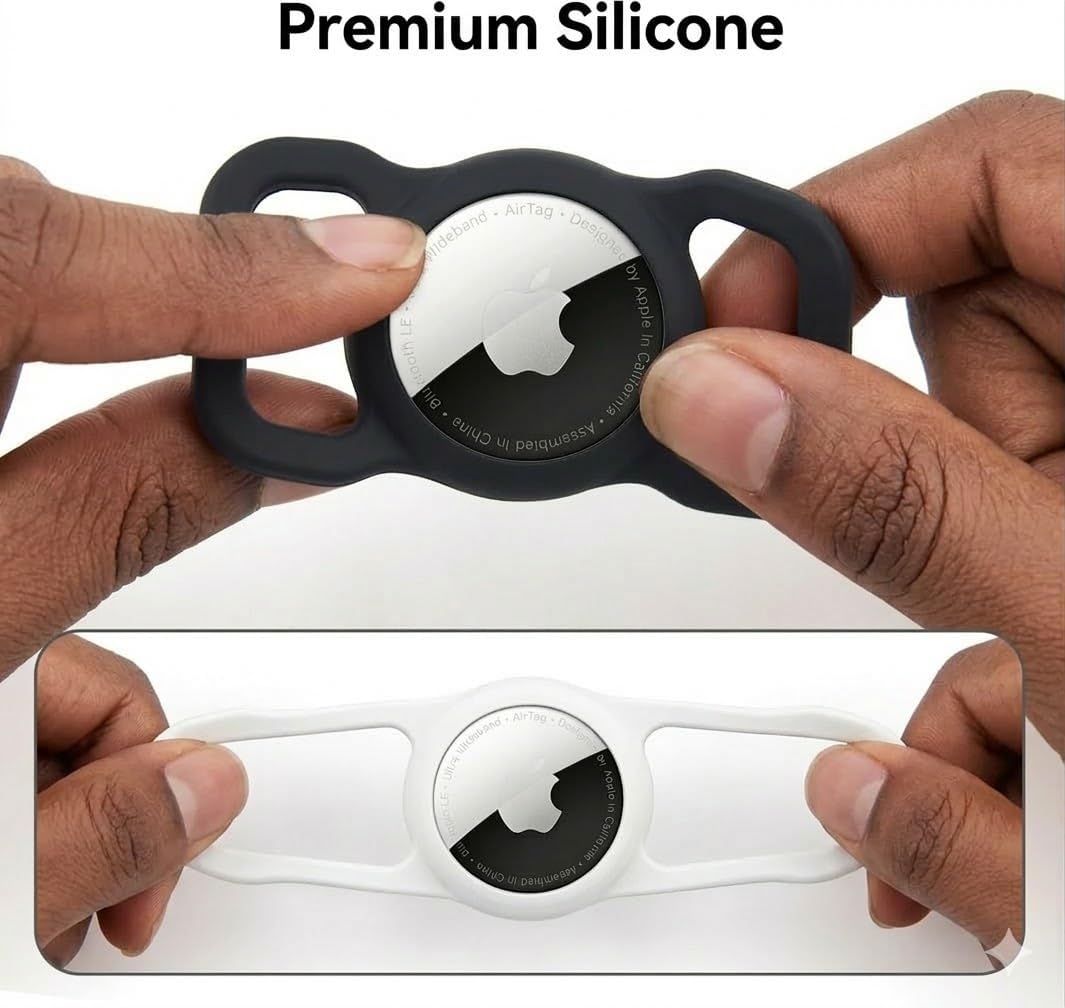 for AirTag Dog Collar Holder Soft Air Tag Holder (Black&White)
