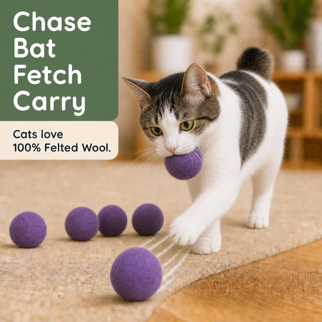 Wool Cat Toys, Purple, 6PCS