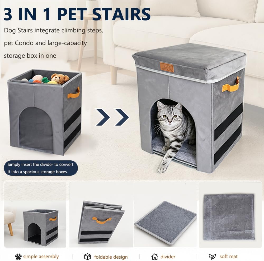 17-inch Pet Dog Stairs for High Beds, 120 lbs Weight Capacity