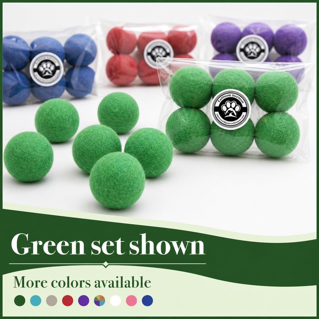 Felted Wool Cat Ball Toys, Green, 6PCS