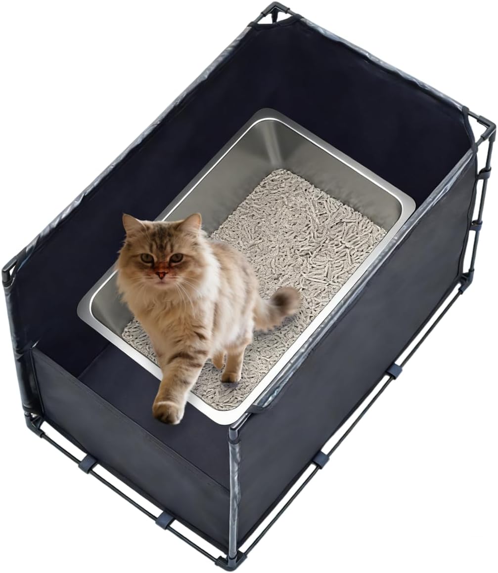Medium Cat Litter Box Enclosure with High Front Splash Guard