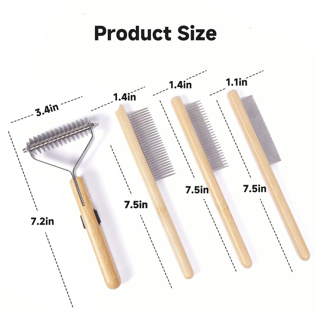 Cat Brush & Comb Grooming Kit, Undercoat Rake Dematting Tool