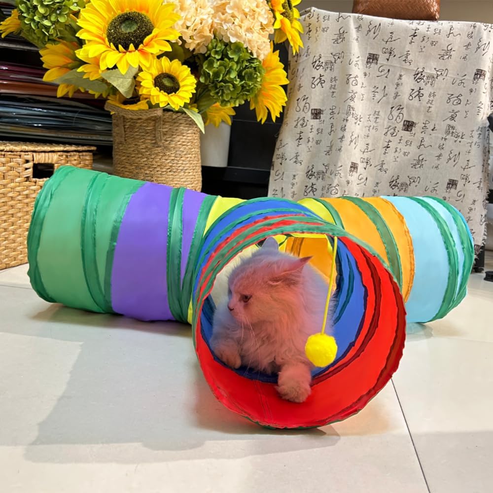 Cat Tunnel Tube Toy 3-Way Collapsible (Rianbow T)