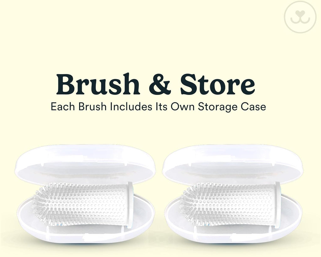 Jasper Dog Toothbrush, 360° Finger Toothbrush for Dogs & Cats, Clear 2-Pack | 12x More Bristles, Teeth Cleaning Kit for Small & Large Pets, Toothpaste Not Included, Fights Bad Breath, Extra Soft Silicone 