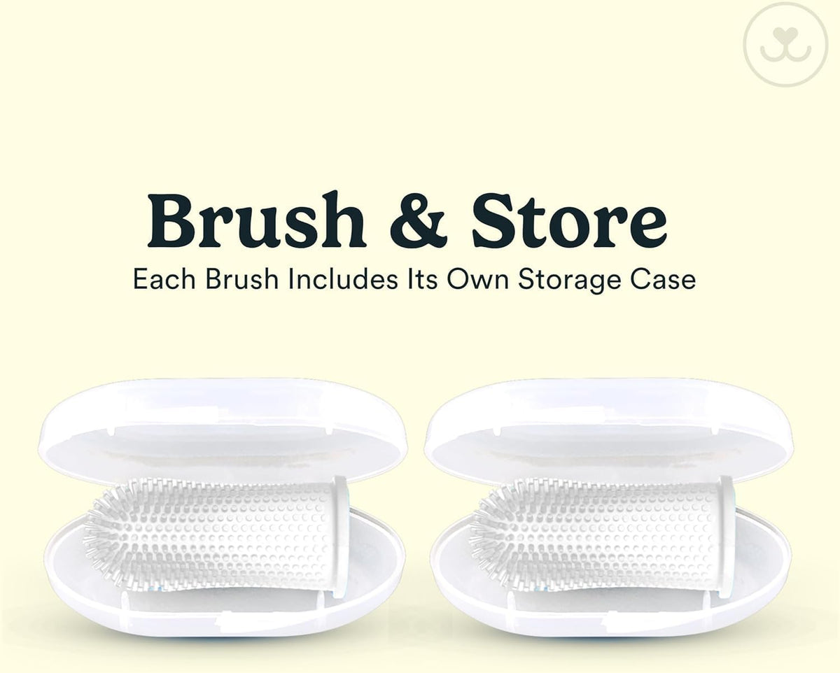 Jasper Dog Toothbrush, 360° Finger Toothbrush for Dogs & Cats, Clear 2-Pack | 12x More Bristles, Teeth Cleaning Kit for Small & Large Pets, Toothpaste Not Included, Fights Bad Breath, Extra Soft Silicone 