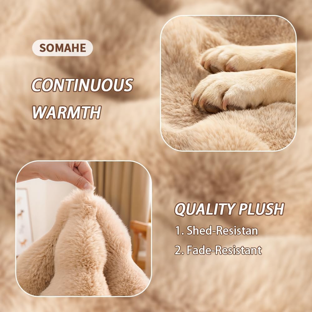 SOMAHE Plush Dog Bed Mat, Machine Washable, Large 35x27 Latte Coffee