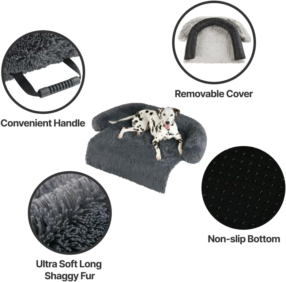 Codi Dog Couch Bed, Sofa Cover Mat, Dark Grey, 45 x 37 x 6 Inch