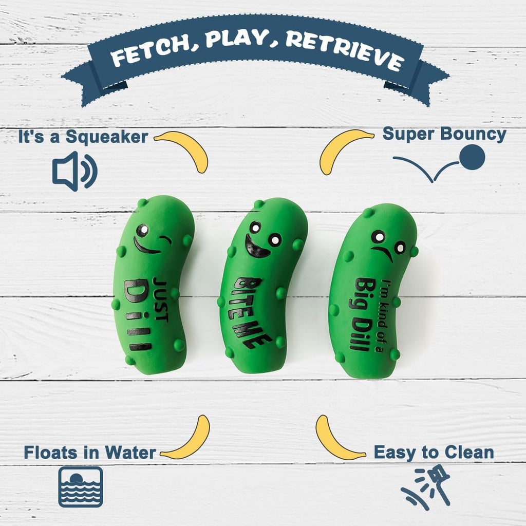 Squeaky Dog Toys for Medium Dogs, Soft Latex Squeaky Dog Ball, Cute Funny Squeak Crunchy Pickle Pet Toys