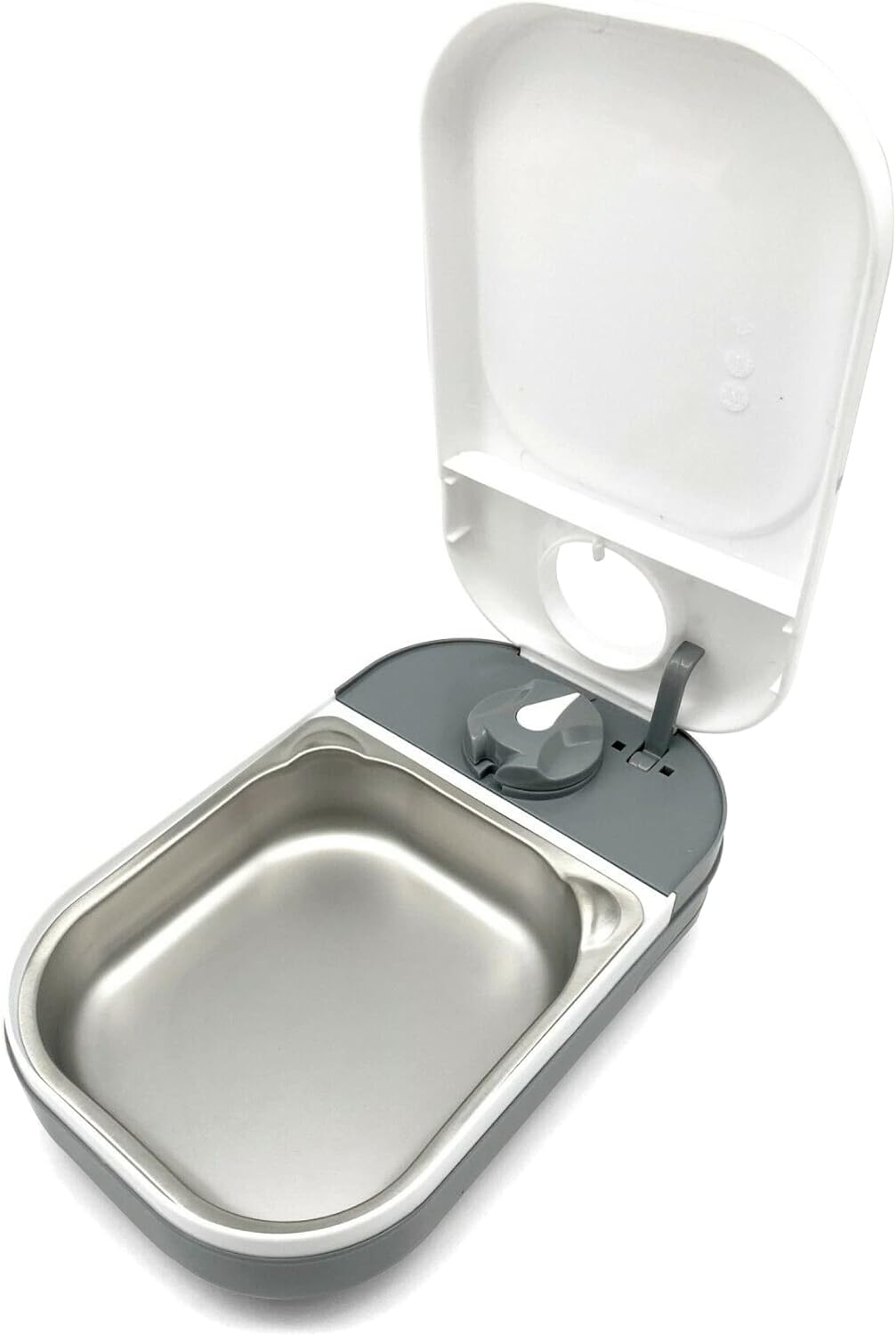 Closer Pets C100 Single Meal Timer-Controlled Automatic Pet Feeder - for Cats and Small Dogs, Wet or Dry Food with Stainless Steel Bowl Insert, up to 400 g, White
