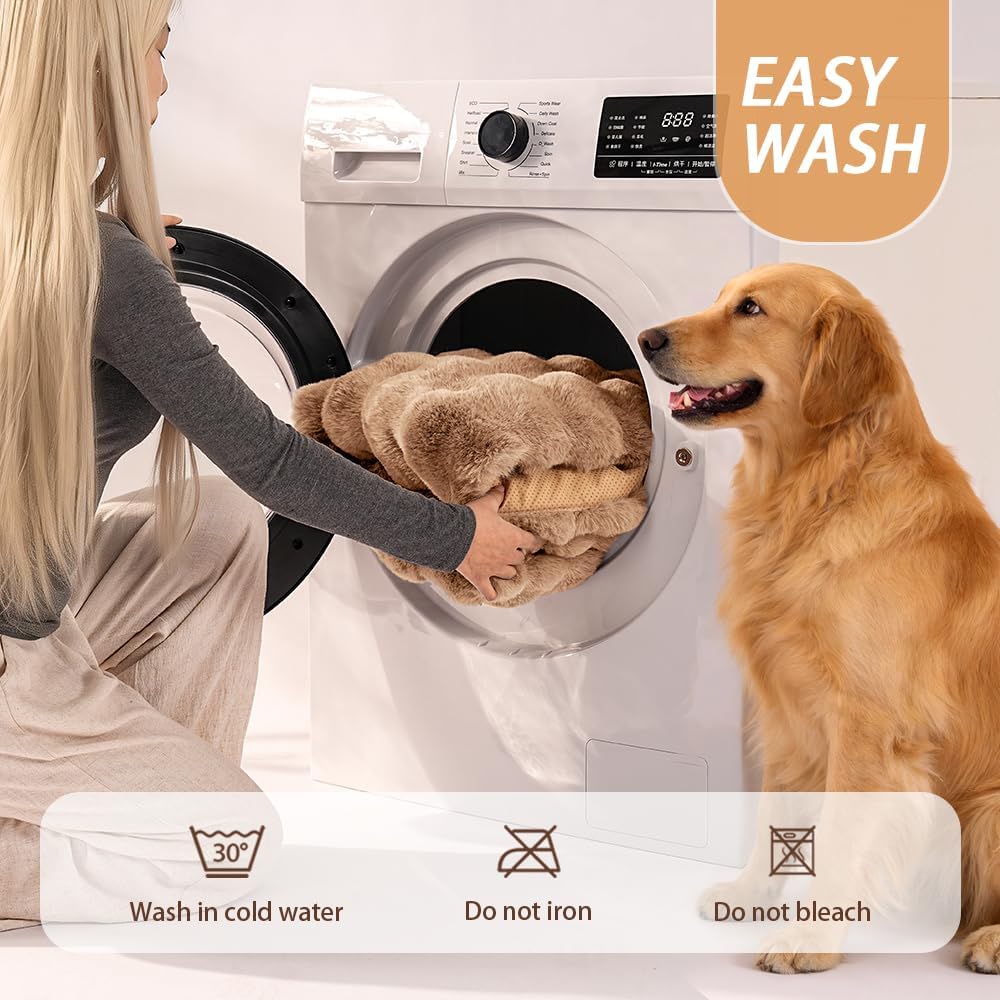 SOMAHE Plush Dog Bed Mat, Machine Washable, Large 35x27 Latte Coffee