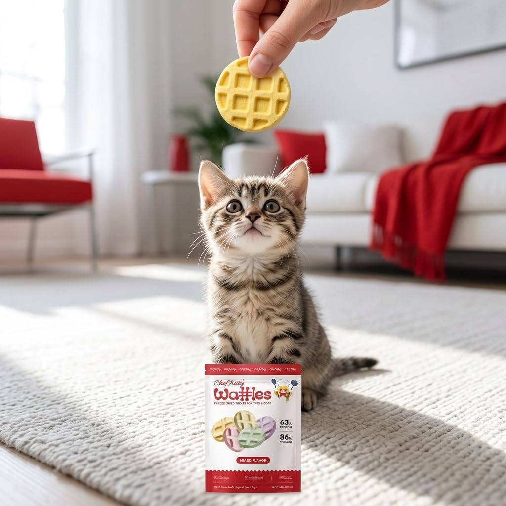 Chicken Waffle Freeze Dried Cat & Dog Treats, 4 Flavors, 2.1oz