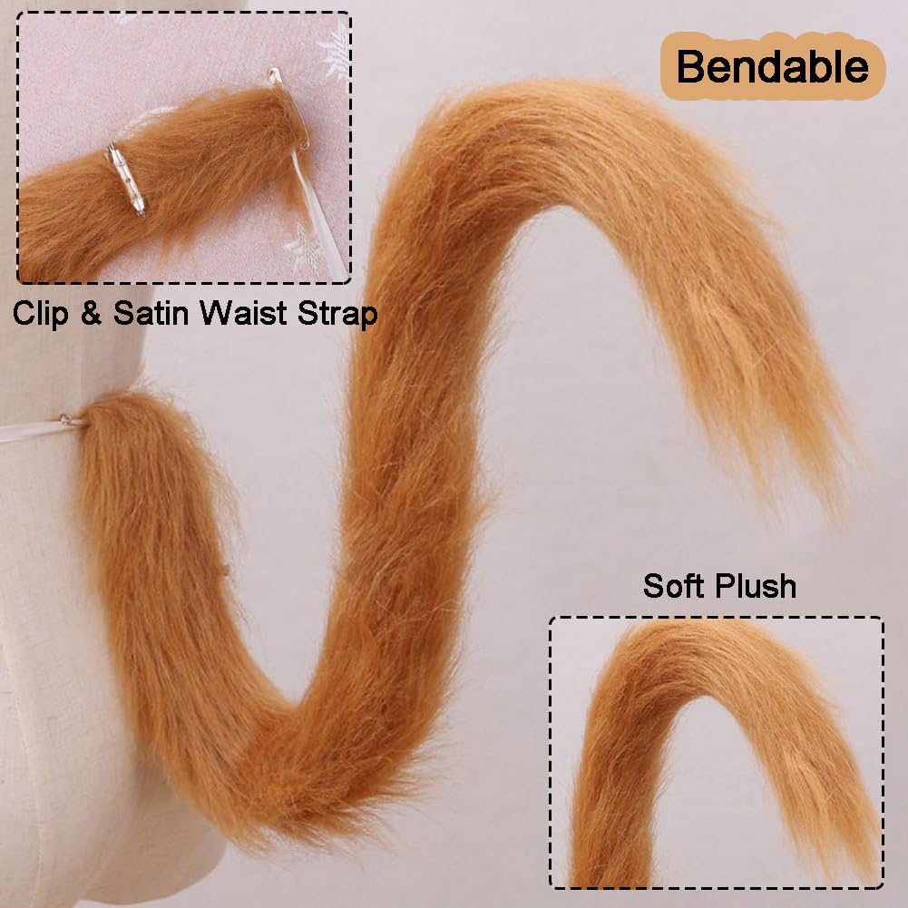 Cat Tail Cosplay 31.5" Long Plush Animal Tail for Halloween Party Fancy Dress Costume Accessories