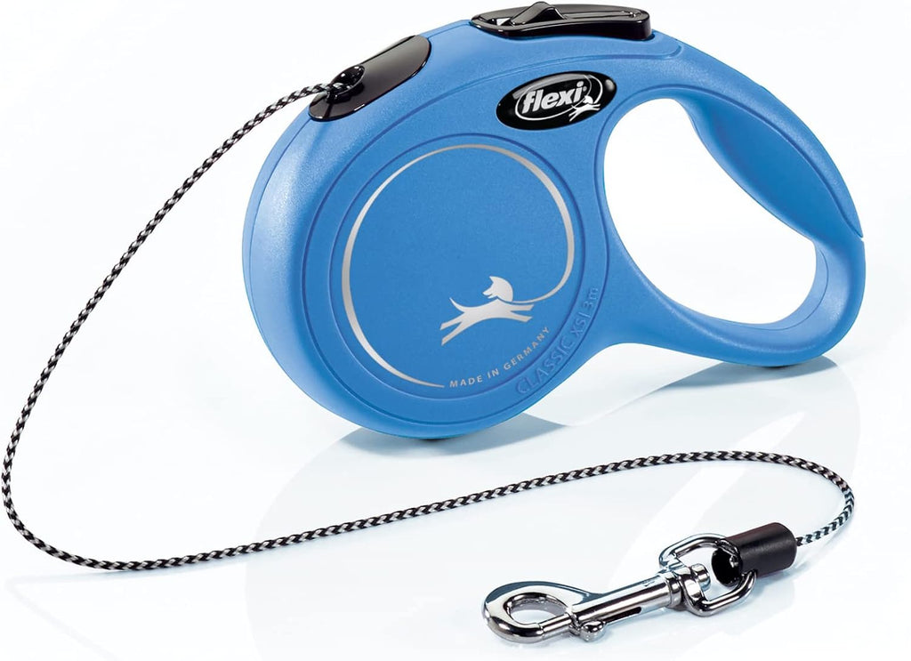 FLEXI® Classic XS Cord Retractable Dog Leash, 3-Finger Grip, 10 ft - Blue