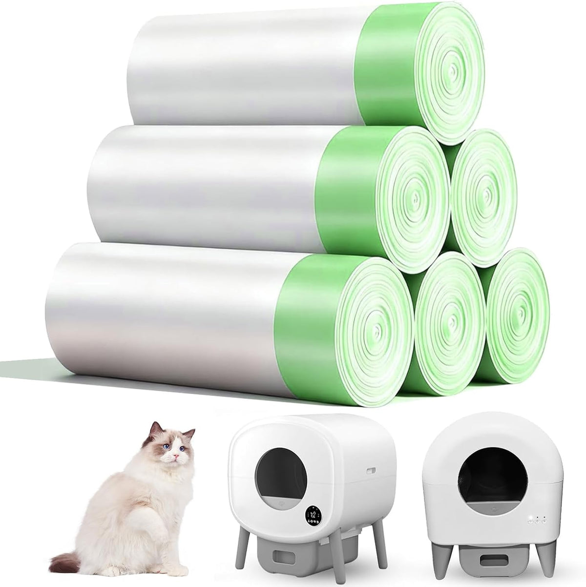 120 Count 26" x 11.8" Pre-separated Cat Litter Bags - Compatible with Fsitego & Fumoi Self Cleaning Litter Box, Extra Thick Heavy Duty Cat Litter Box Liners, 3-4 Gallons of Capacity