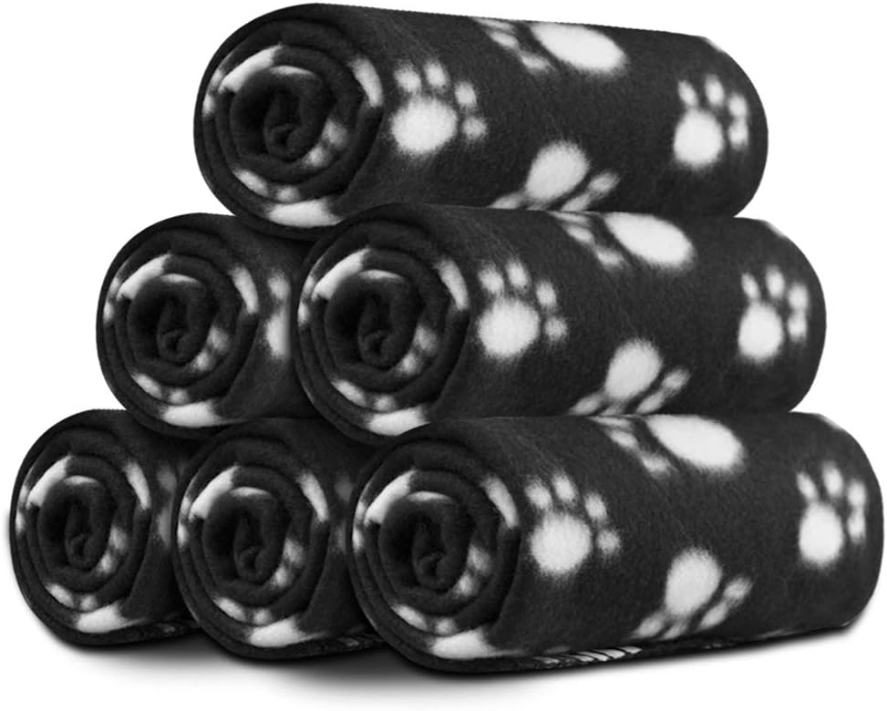 Comsmart Dog Blankets, 6 Pack Fleece Pet Blankets, 39x31 inches, Black