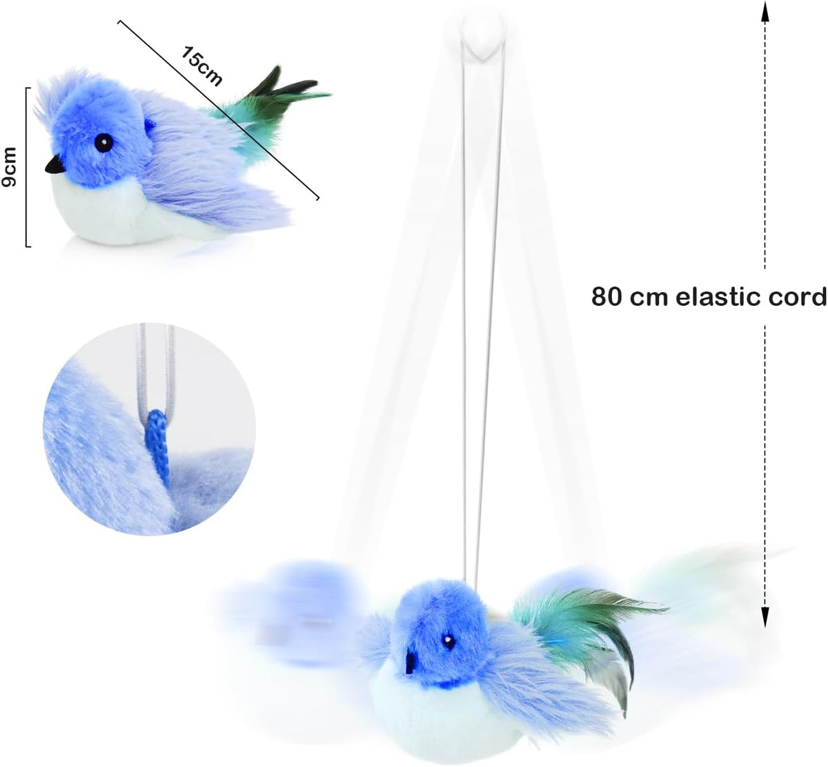 Migipaws Interactive Flapping Bird Cat Toy, Blue