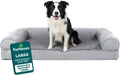 Furhaven Orthopedic Dog Bed for Large/Medium Dogs w/ Removable Bolsters & Washable Cover, For Dogs Up to 55 lbs - Plush & Suede Sofa - Gray, Large