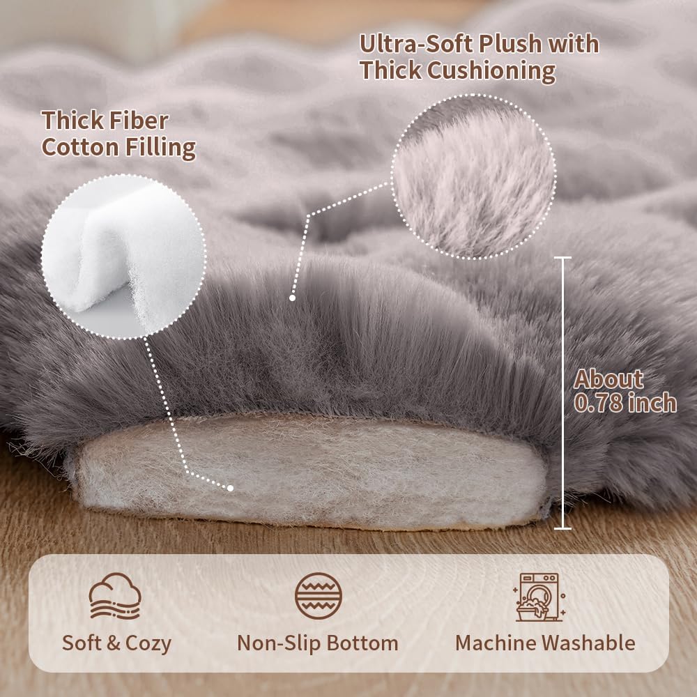 SOMAHE Plush Dog Bed Mat, Machine Washable, Large 35x27 Dark Grey