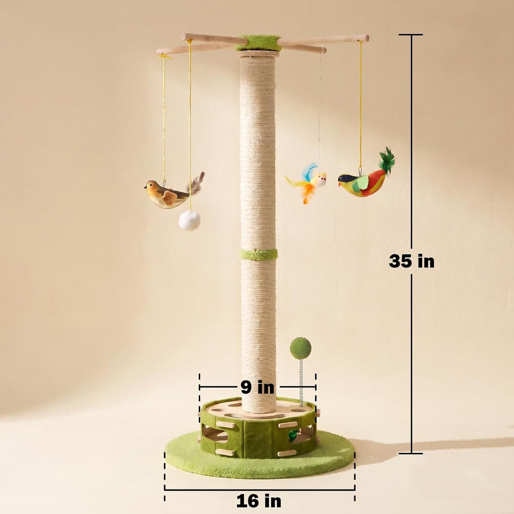 Tall Cat Scratching Post with Cat Puzzle Toys, Interactive Cat Toys