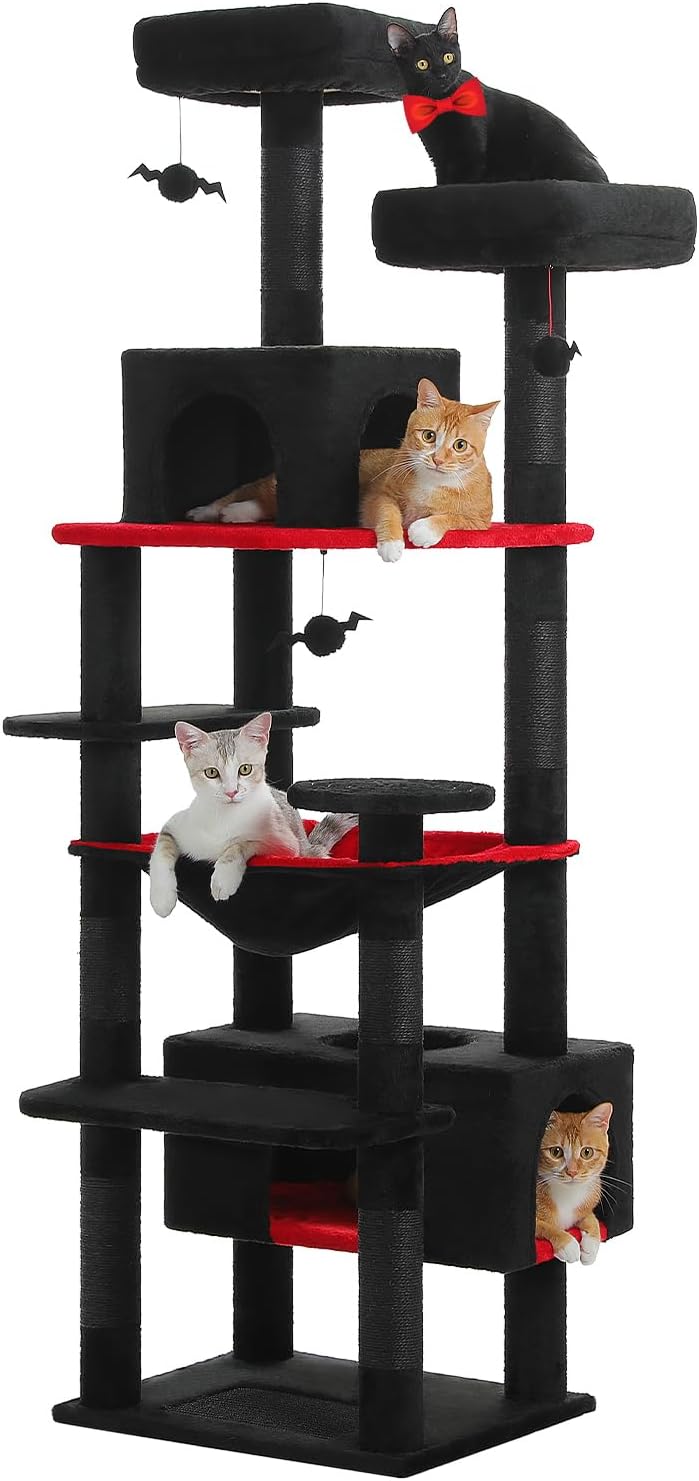 PAWZ Road Gothic Cat Tree 72" Cat Tower with Condos&Hammock for Large Cats