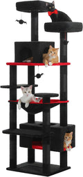 PAWZ Road Gothic Cat Tree 72" Cat Tower with Condos&Hammock for Large Cats
