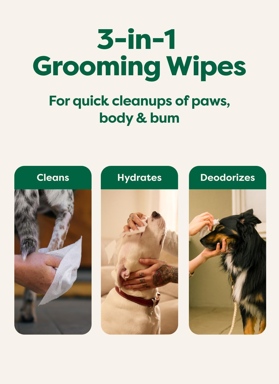 Earth Rated Dog Wipes for Paws & Butt, Deodorizing, Lavender, 400ct | Hypoallergenic, 3-in-1 Cleaning and Hydrating, for Grooming Paws, Body and Butt 