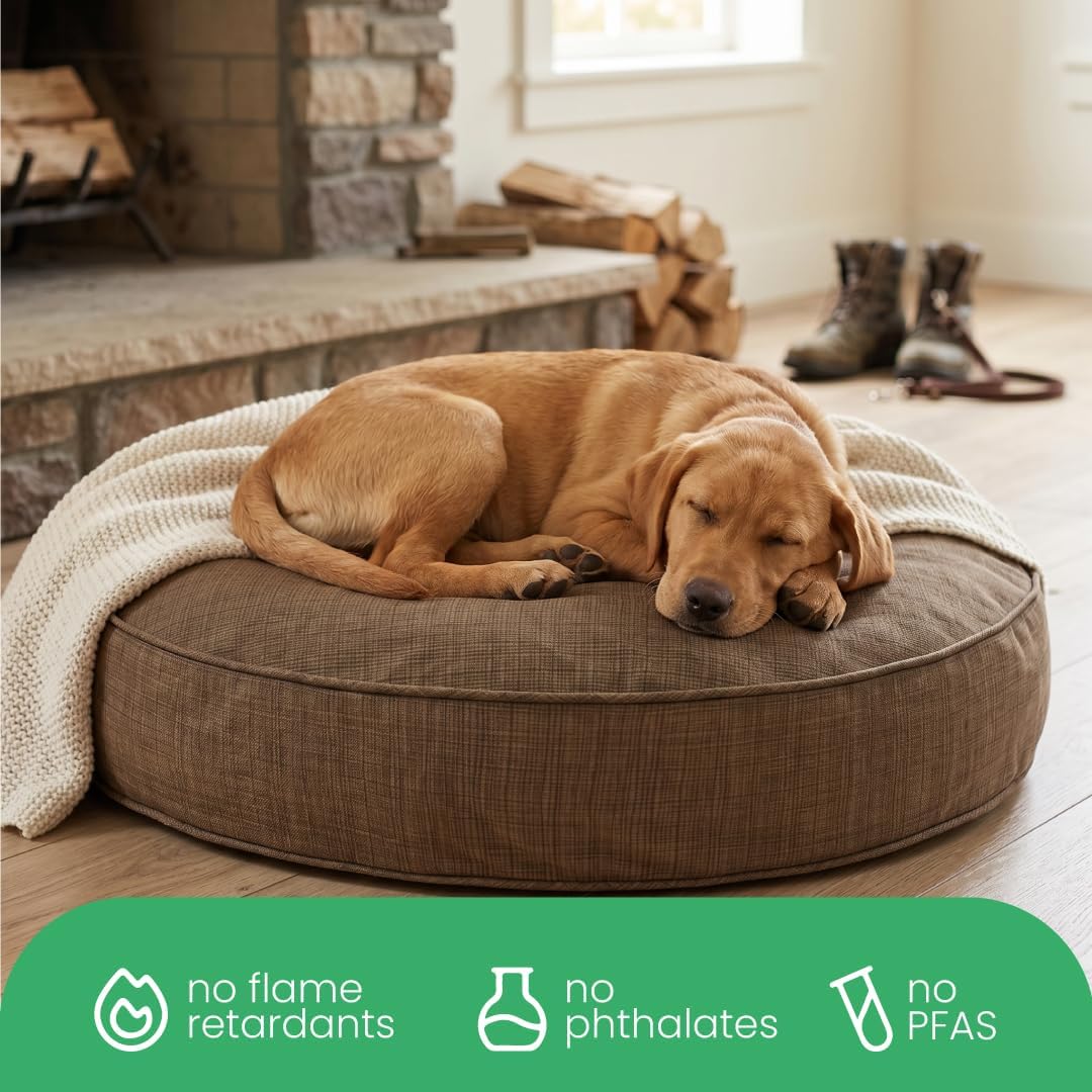 Molly Mutt Woodstock Dog Bed Duvet Cover, GOTS-Certified 100% Organic Cotton Canvas Cover for Dog, Puppy, or Cat Bed, Durable, Washable, and Free of Harmful Chemicals, Round, 36"x5"