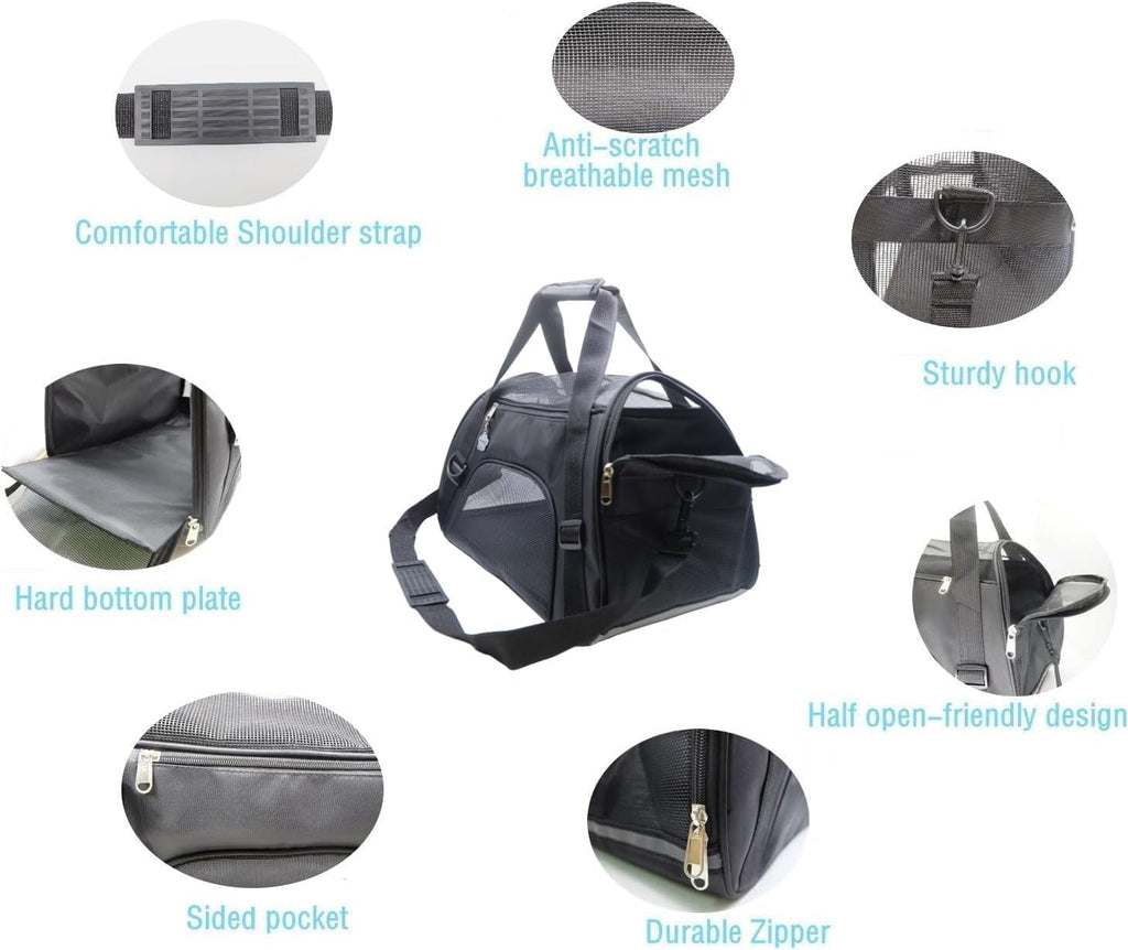 ZaneSun Cat Carrier,Soft-Sided Pet Travel Carrier for Cats,Dogs Puppy Comfort Portable Foldable Pet Bag Airline Approved (Medium-Black)