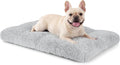 JOEJOY Dog Bed Crate Pad, Deluxe Plush Washable Dog Beds Fulffy Soft Kennel Pad Anti-Slip Pet Sleeping Mat for Medium Small Dogs, 29" x 21", Grey