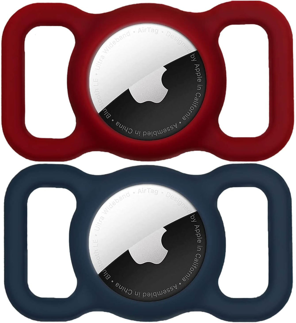for AirTag Dog Collar Holder (WineRed&Midnight Blue)