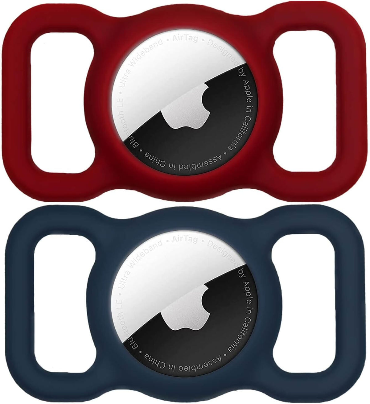 for AirTag Dog Collar Holder (WineRed&Midnight Blue)