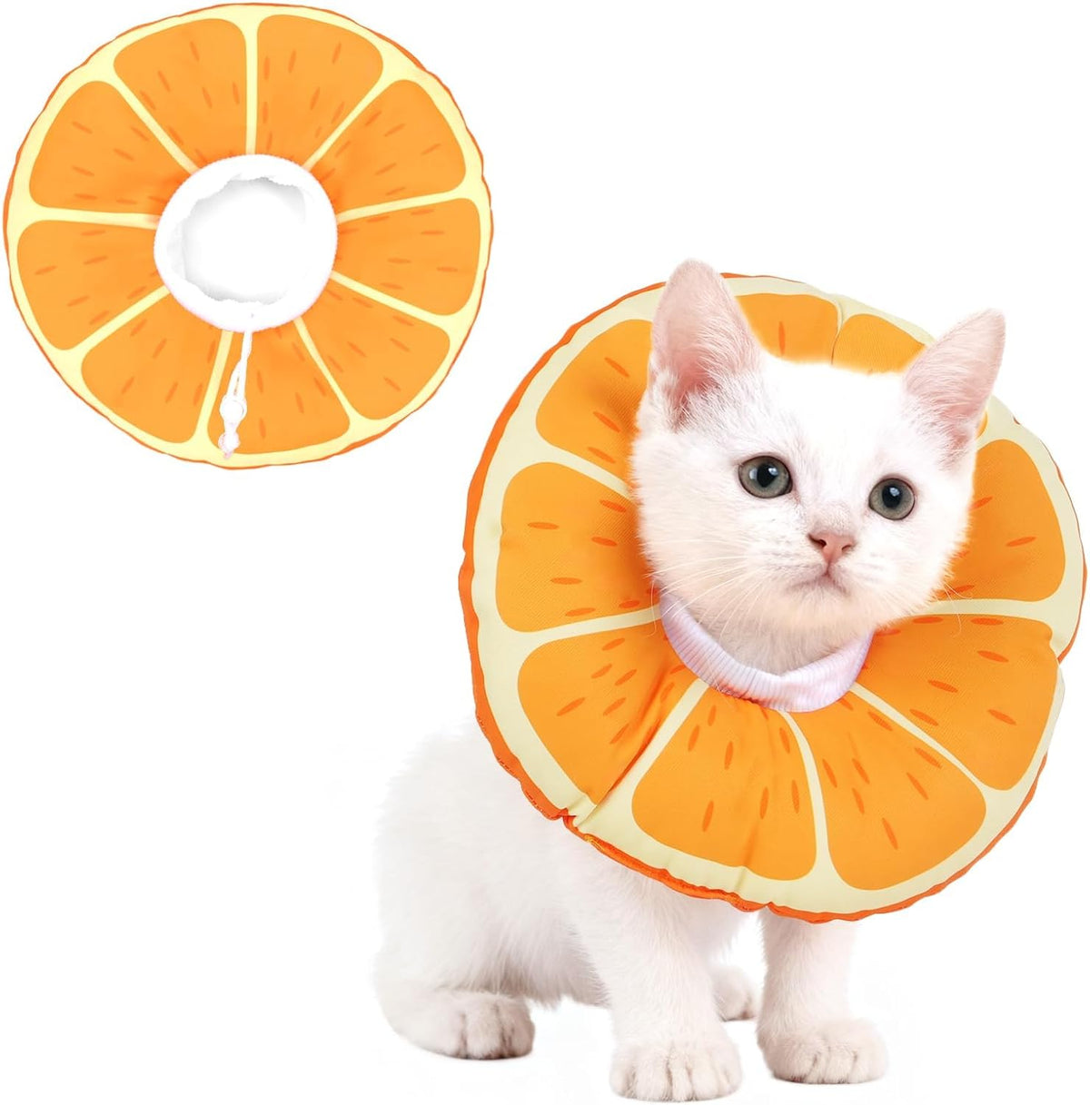 Cat Cone Collar Soft, Waterproof Cat Recovery Collar for Wound Healing After Surgery or Neutering Alternative to Elizabethan Collars Medical Neck Cone for Cats and Puppies (Orange, Small)