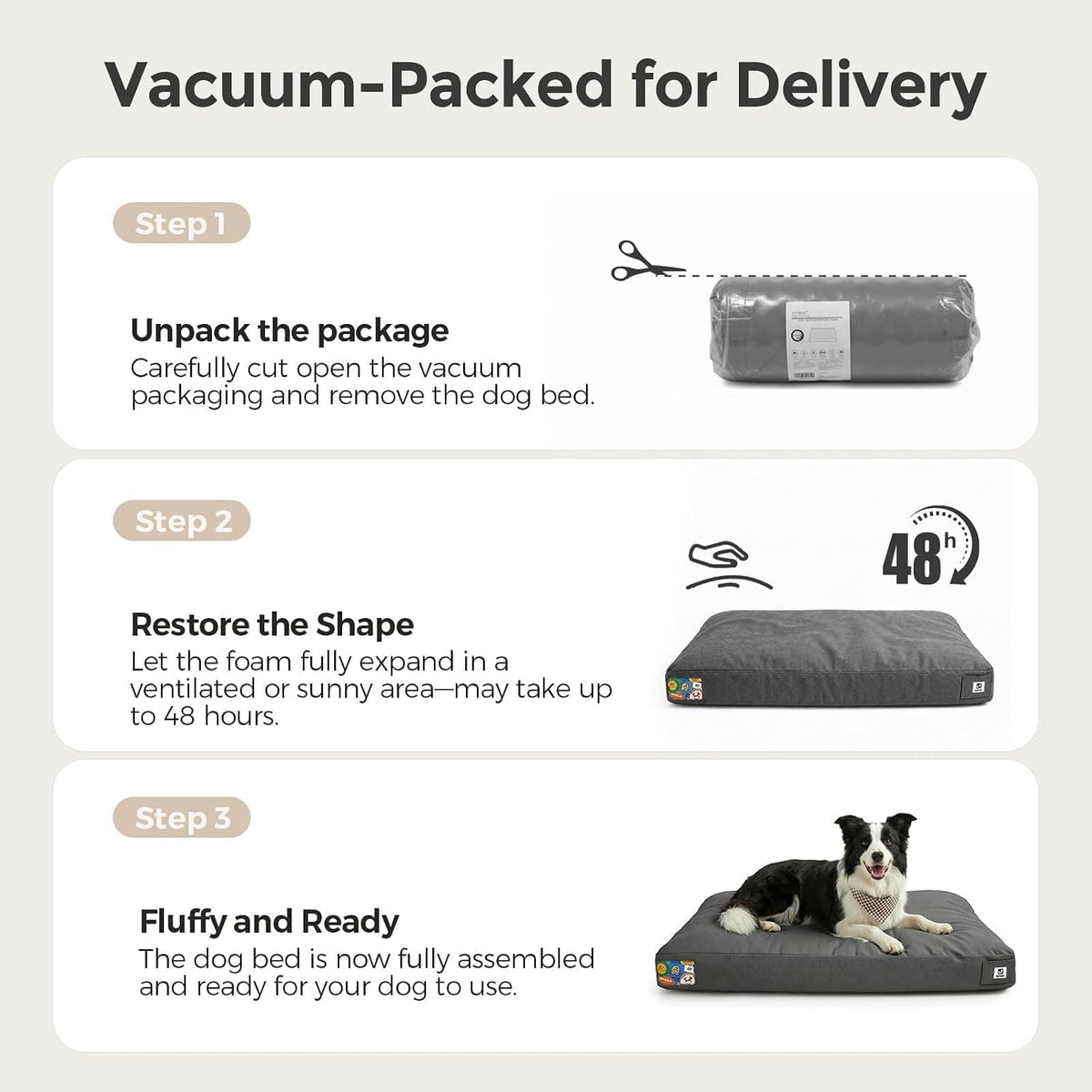 Sytopia 42 Inch Indestructible Dog Bed for Aggressive Chewers, Chew Proof Durable Outdoor Canvas Pet Crate Mat with Waterproof Washable Removable Cover, Indoor Patio Pet Pad for Crate, Dark Grey