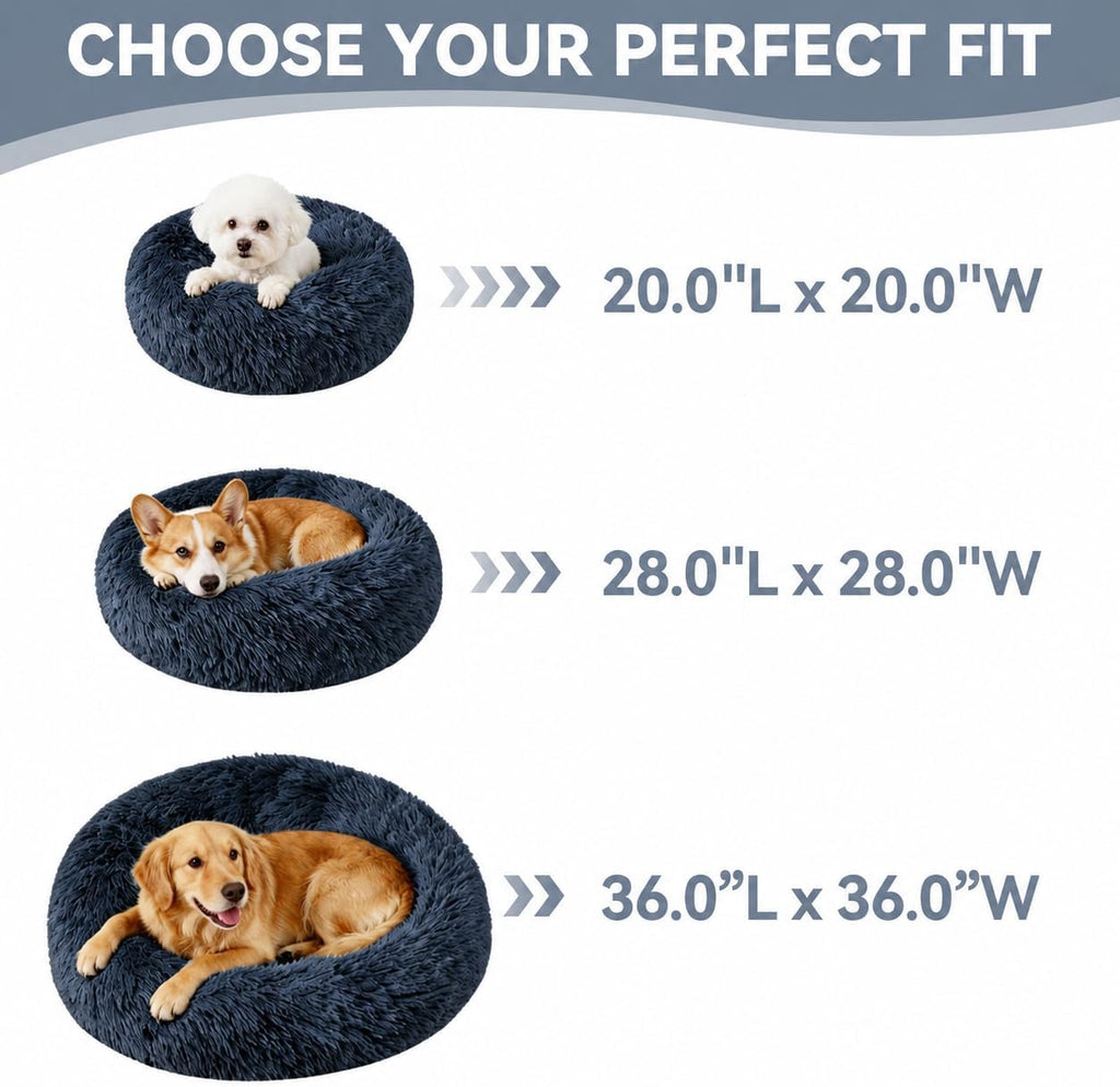 Medium Dog Bed, Washable Plush Donut Dog Bed, 28 Inch