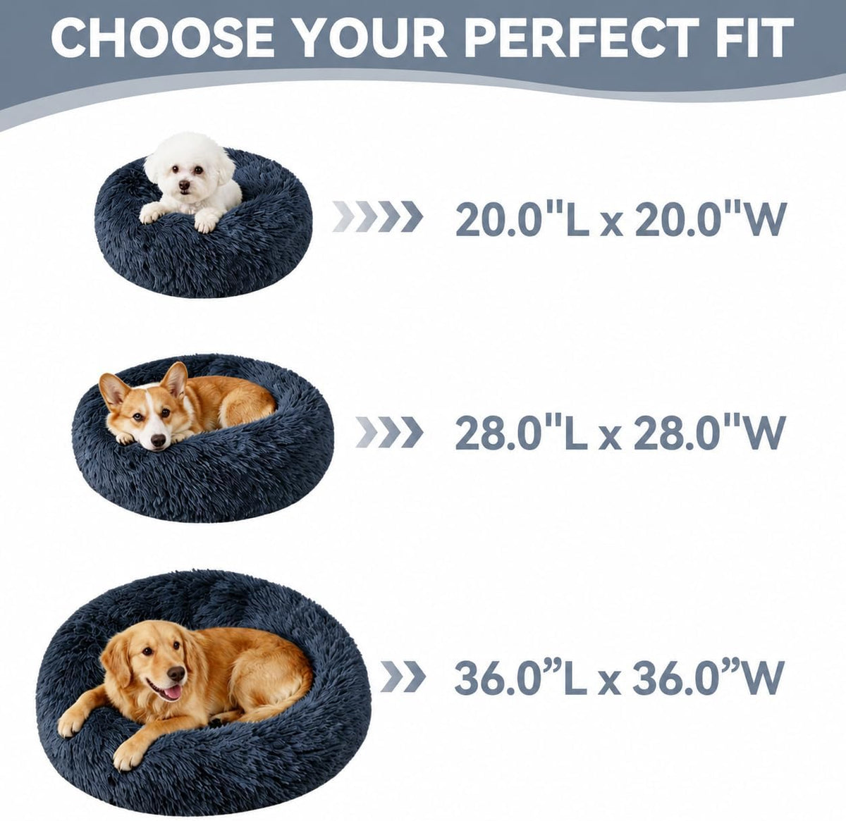 Medium Dog Bed, Washable Plush Donut Dog Bed, 28 Inch