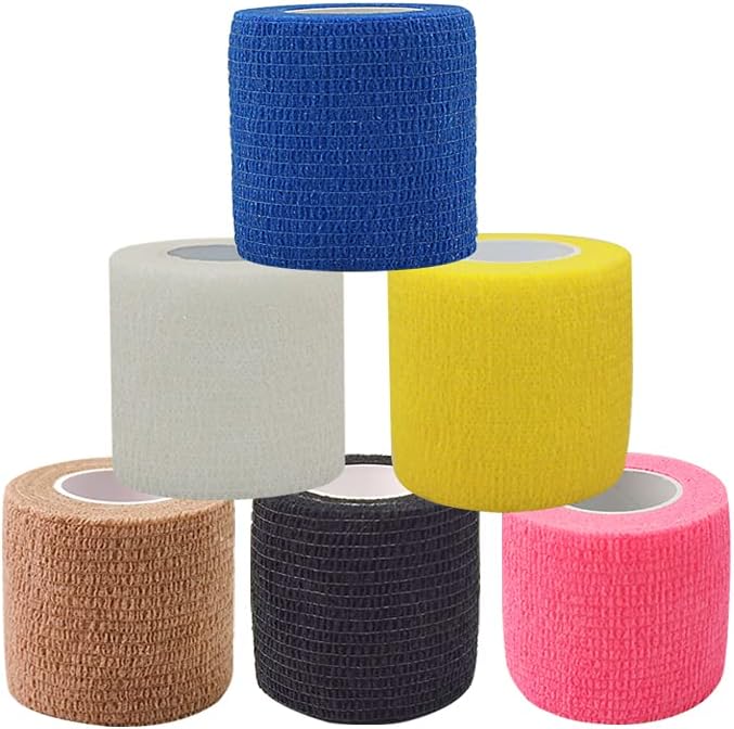 [6 Pack-2" x5Yards] MINGYUE Self Adhesive Bandage Wrap,Athletic Tape,Sports Tape,Wrist and Ankle Wrap Tape,Cohesive Bandage for Vet Tape(Multi-Color 01)