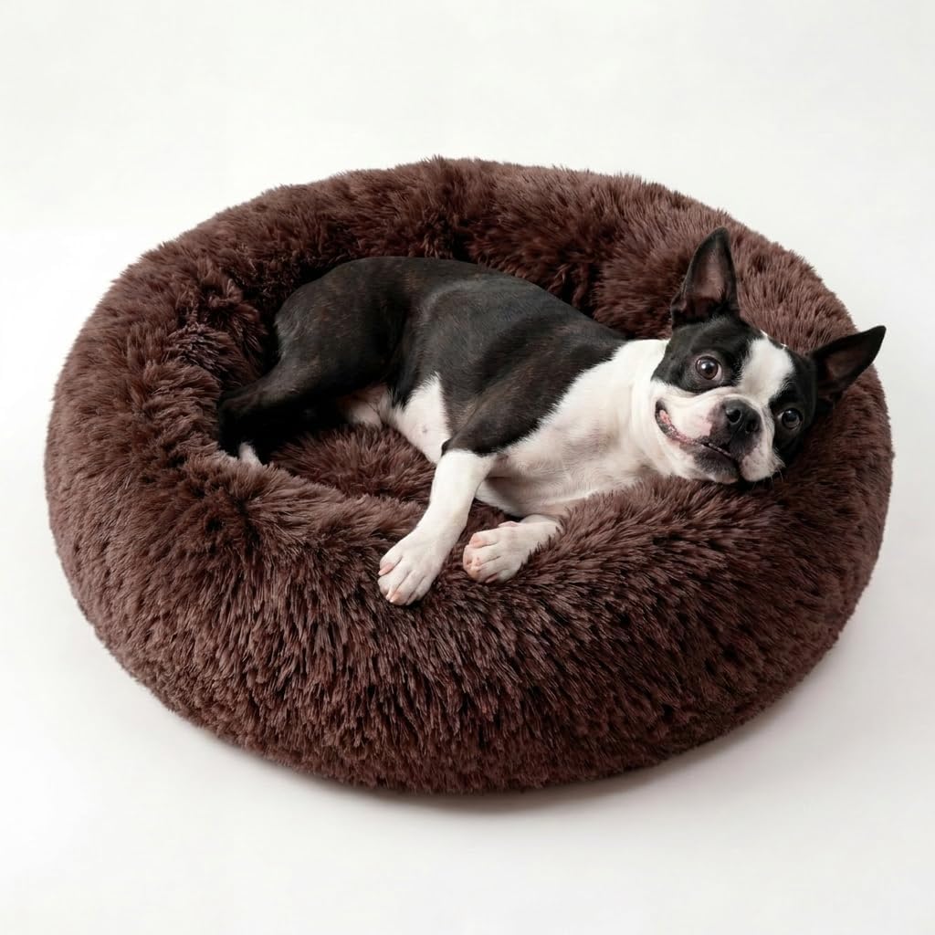nononfish Small Dog Bed,Soft Donut Calming Plush Pet Bed