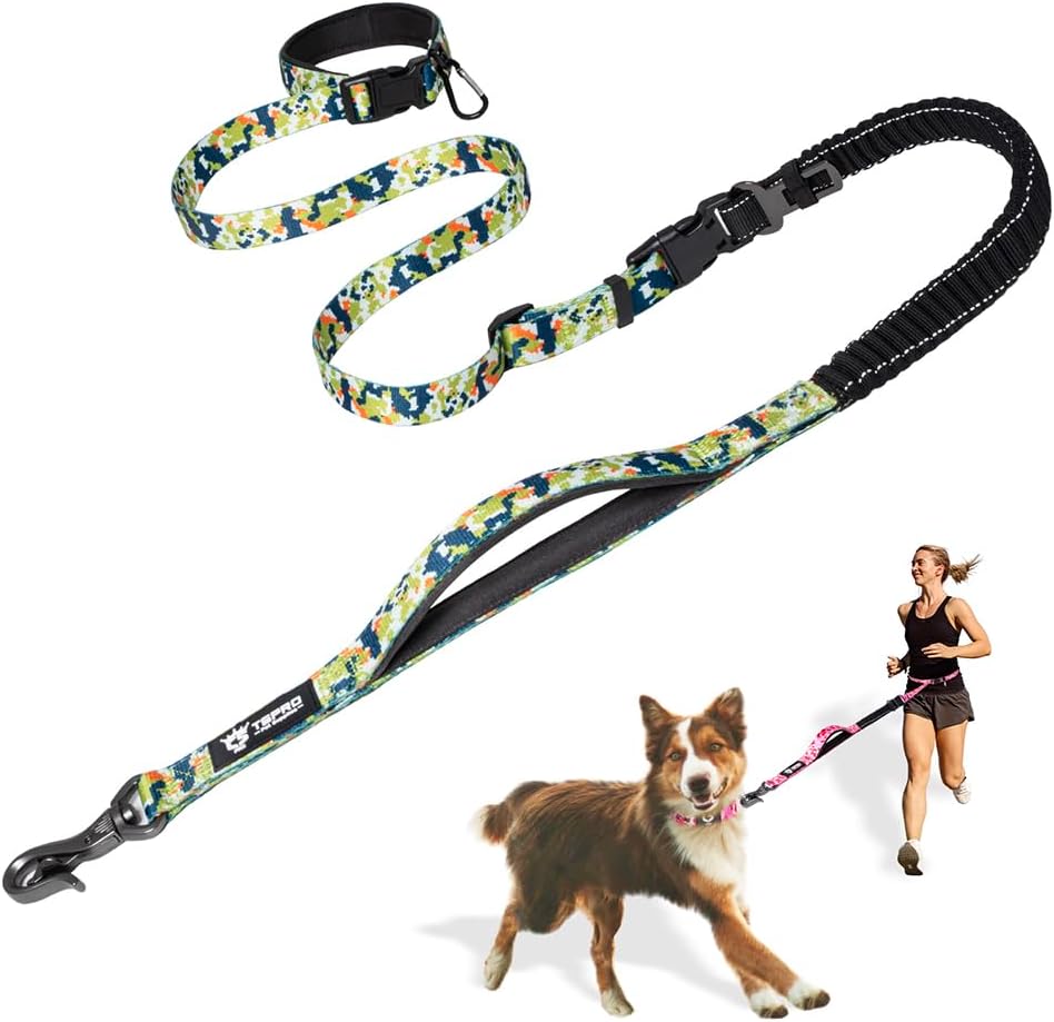 TSPRO Shock Absorbing Hands-Free Bungee Dog Leash with Car Safety Tether