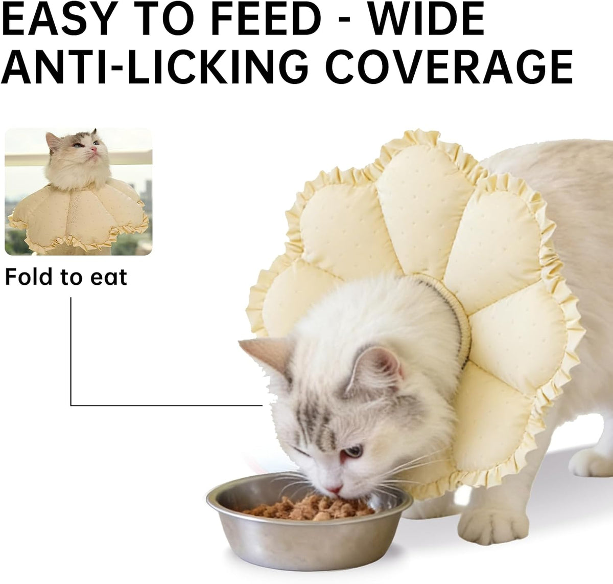 Touchdog Soft Cat Cone Collar, Waterproof Recovery Collar for Cats After Surgery, Lightweight Elizabethan Collar for Kittens, Small to Large (Yellow, M)