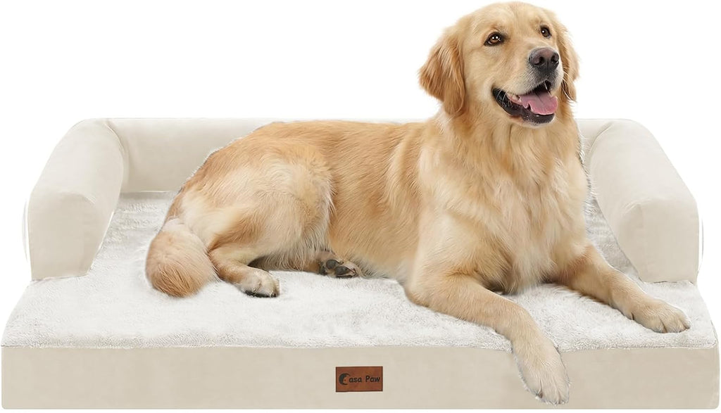 Orthopedic Washable Dog Bed for Large Dogs, 36x27in, Beige
