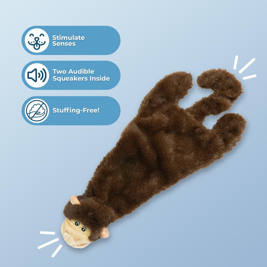 Best Pet Supplies 2-in-1 Stuffless Squeaky Dog Toy - Monkey, Large | No-Stuffing, 2 built-in squeakers, No Mess, Soft, Holds a Plastic Bottle for Added play, Perfect for Moderate chewers